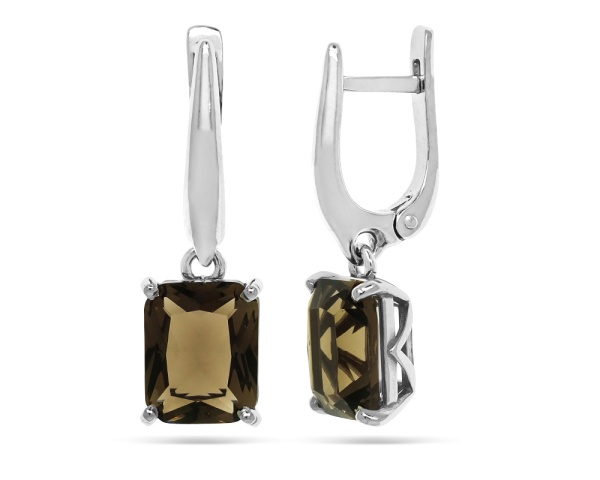 Серьги из серебра с раухтопазом