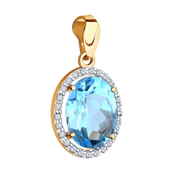 Подвеска из красного золота с топазом и фианитами