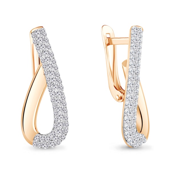 Серьги из красного золота с стеклами