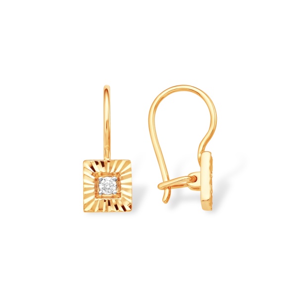 Серьги из красного золота 585 пробы с фианитами