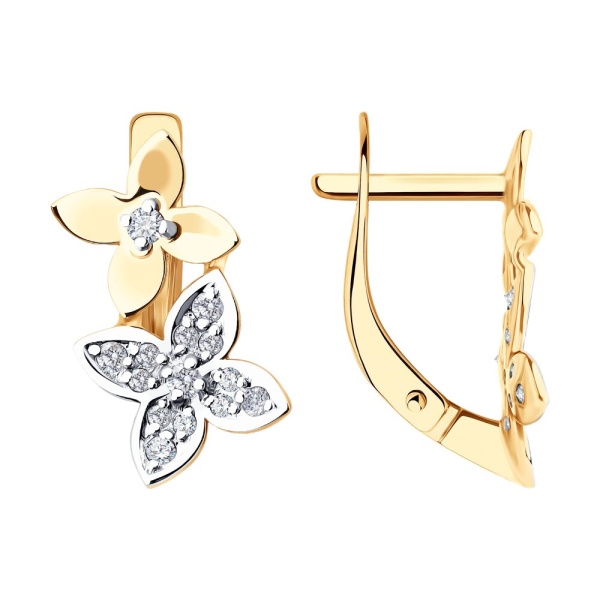 Серьги из красного золота с фианитами