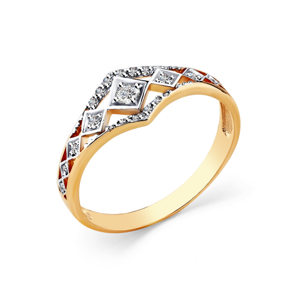 Кольцо из красного золота с фианитами