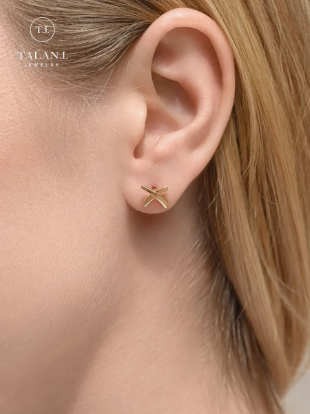 Серьги пусеты из желтого золота