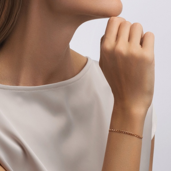 Браслет из красного золота, плетение «Ромб двойной»