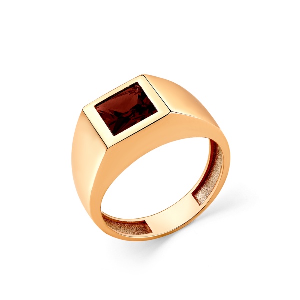 Кольцо из красного золота с гранатом