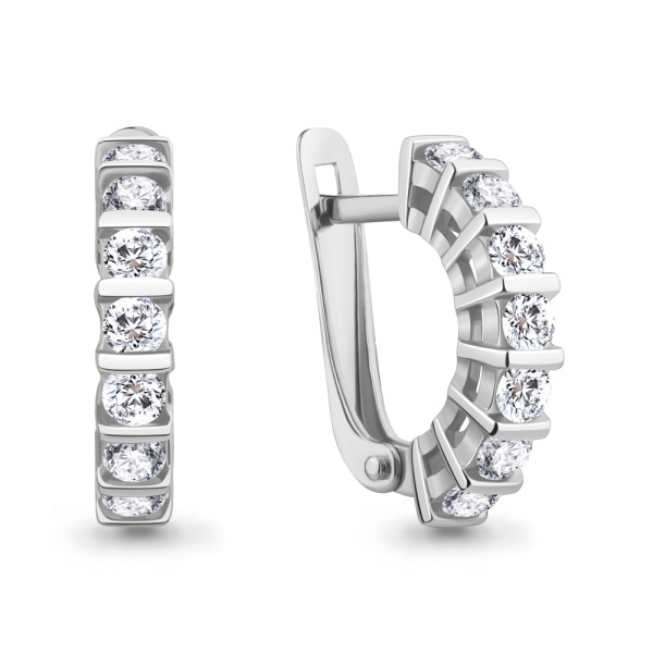 Серьги из серебра с фианитами