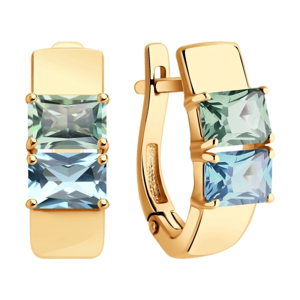 Серьги из красного золота с топазами и празиолитами