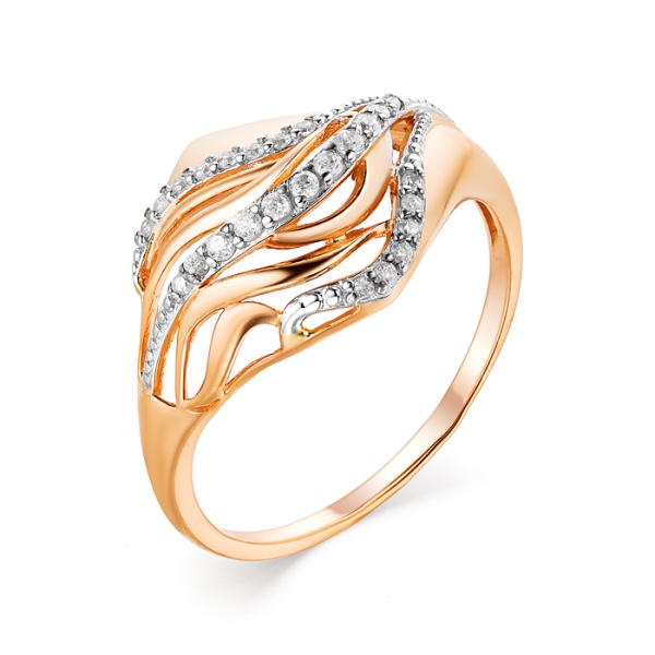 Кольцо из красного золота с фианитами