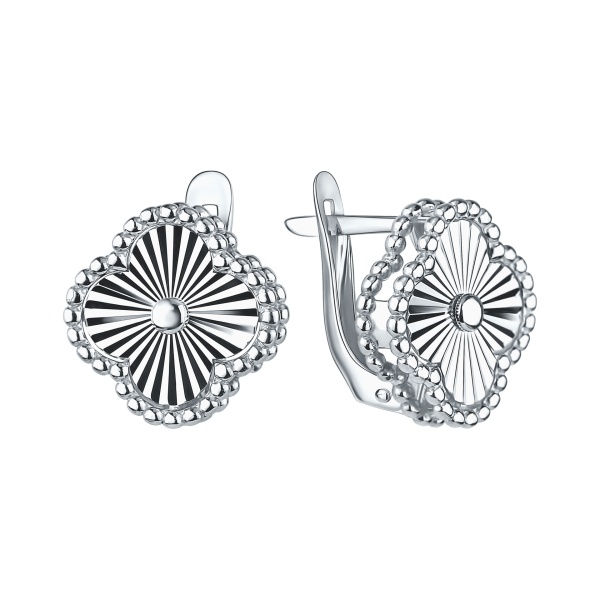 Серьги «Клевер» из серебра