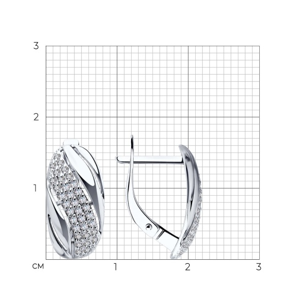 Серьги из белого золота с фианитами