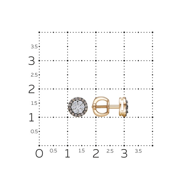 Серьги пусеты из красного золота с бриллиантами
