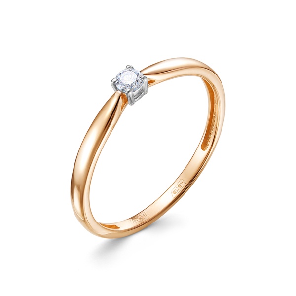 Кольцо из красного золота с бриллиантом