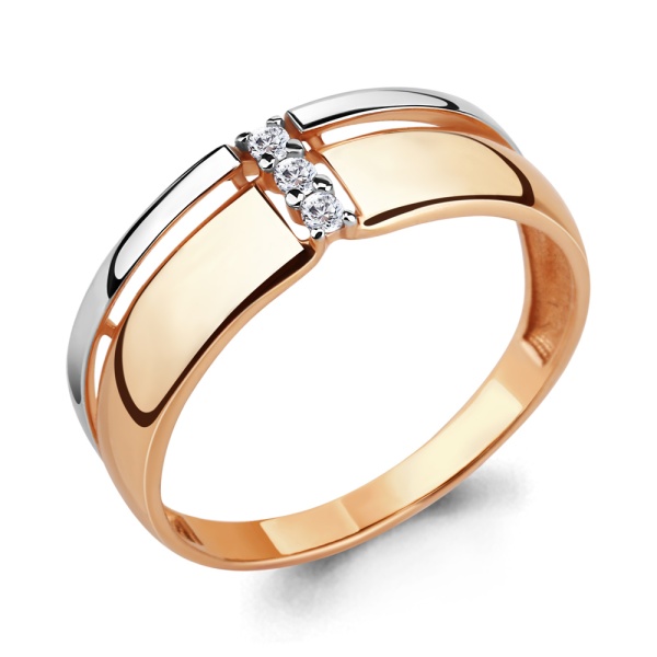 Кольцо из красного золота с фианитами