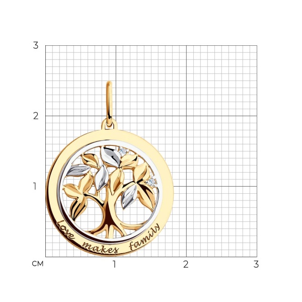 Подвеска из комбинированного золота с фианитами