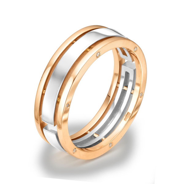 Кольцо из комбинированного золота с бриллиантами