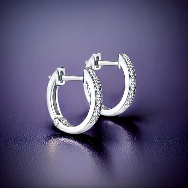 Серьги конго из серебра с фианитами