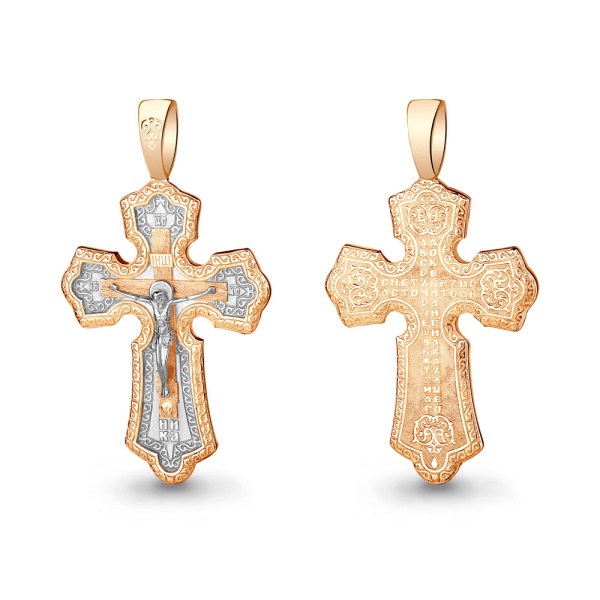 Крестик православный из красного золота