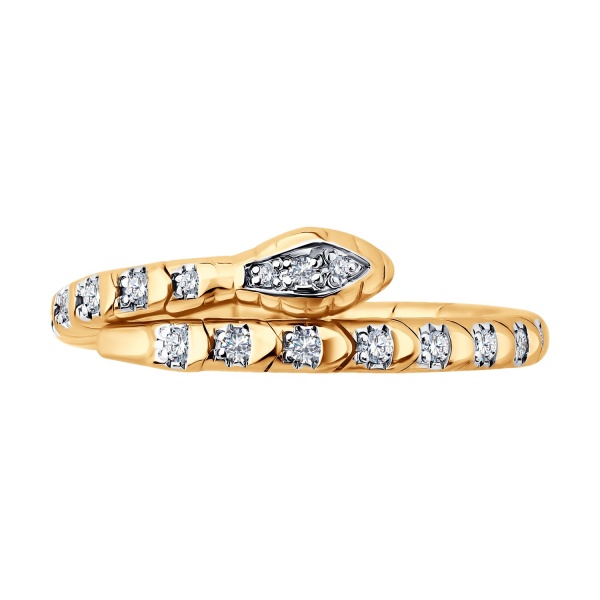 Кольцо из красного золота с бриллиантами «Змея»