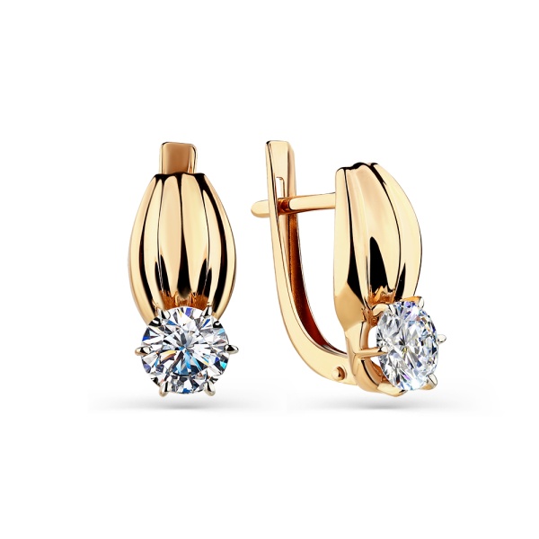 Серьги из красного золота с фианитами