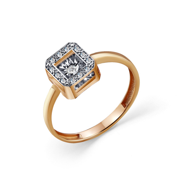 Кольцо из красного золота с танцующим бриллиантом