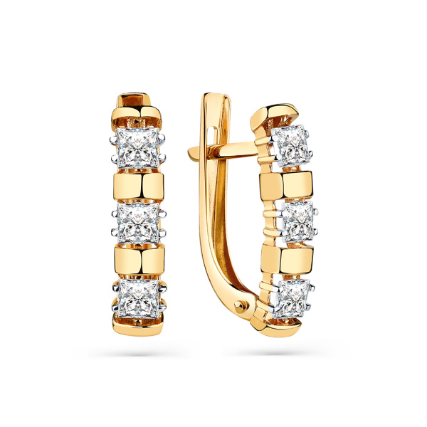 Серьги из красного золота с фианитами