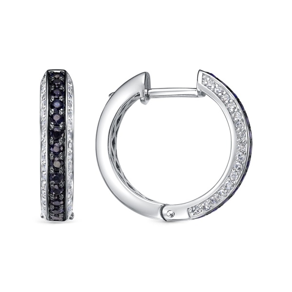 Серьги-конго из белого золота с сапфирами и бриллиантами