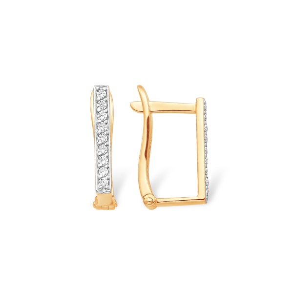 Серьги из красного золота с фианитами