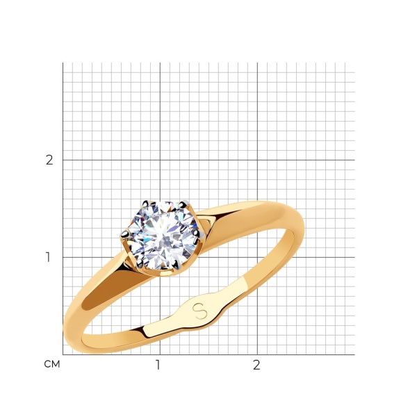 Кольцо из красного золота с фианитом