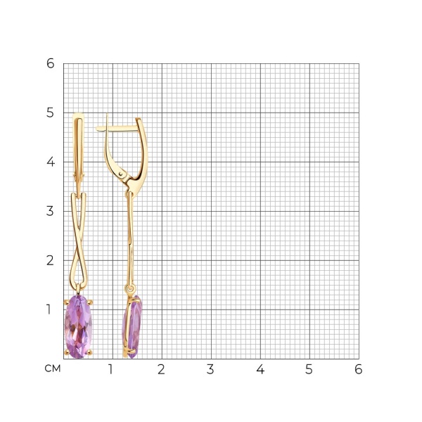 Серьги из красного золота с аметистами