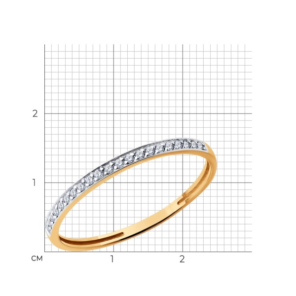 Кольцо из красного золота с фианитами