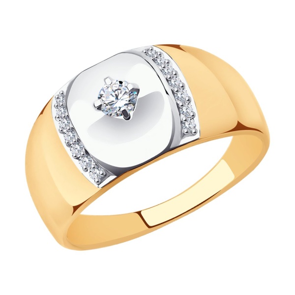 Кольцо из красного золота с фианитами