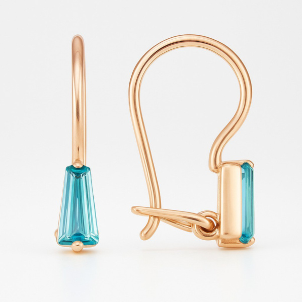 Серьги из красного золота с фианитами