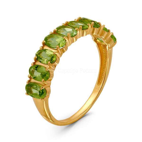 Кольцо из серебра с хризолитами