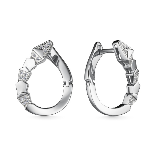 Серьги из белого золота с бриллиантами в форме змеи