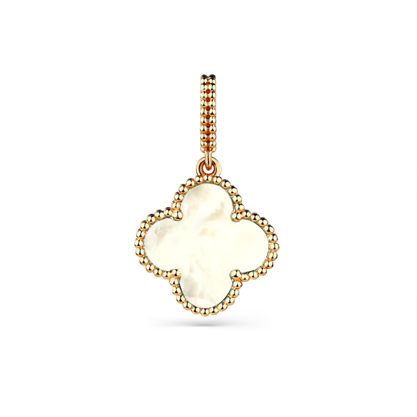 Подвеска «Клевер» из красного золота с перламутром