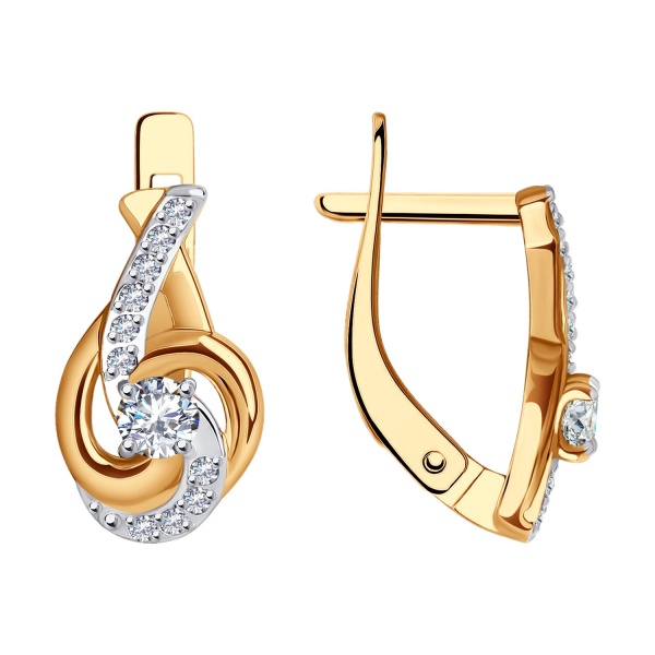 Серьги из красного золота с фианитами