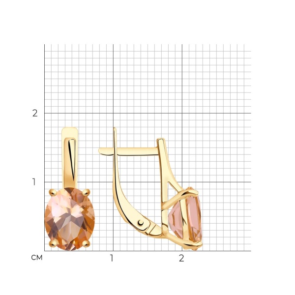 Серьги из красного золота с топазами