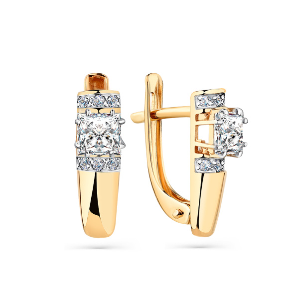 Серьги из красного золота с фианитами