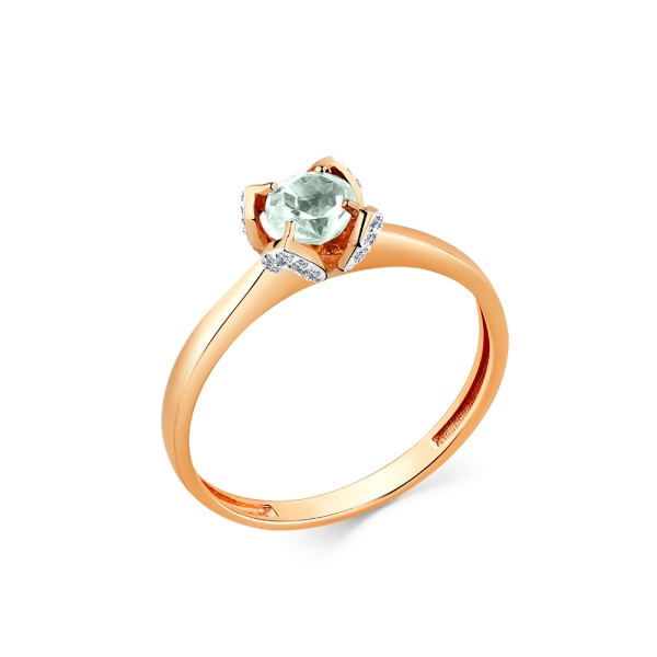 Кольцо из красного золота с празиолитом и фианитами