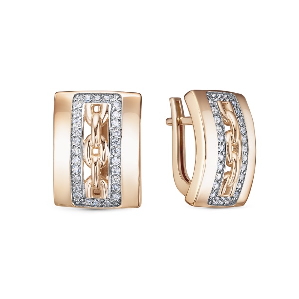 Серьги из красного золота с фианитами