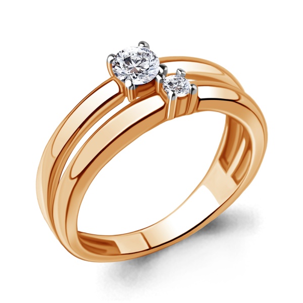 Кольцо из красного золота с фианитами