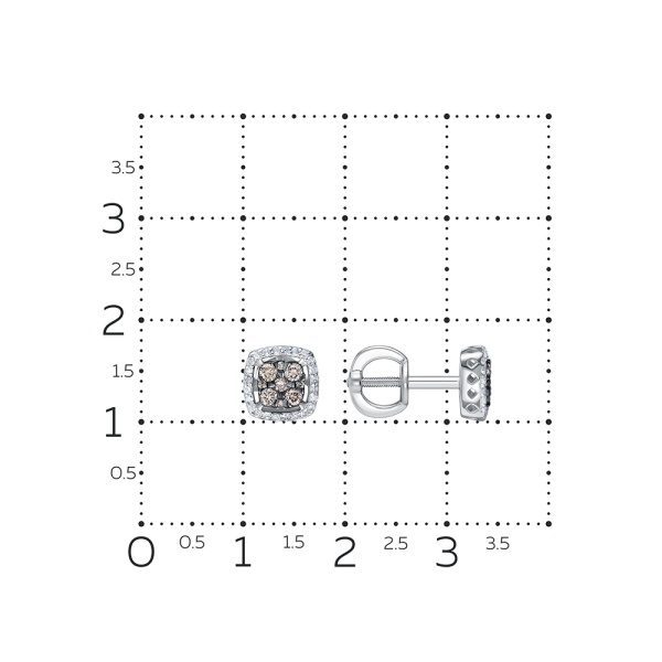 Серьги пусеты из белого золота с бриллиантами