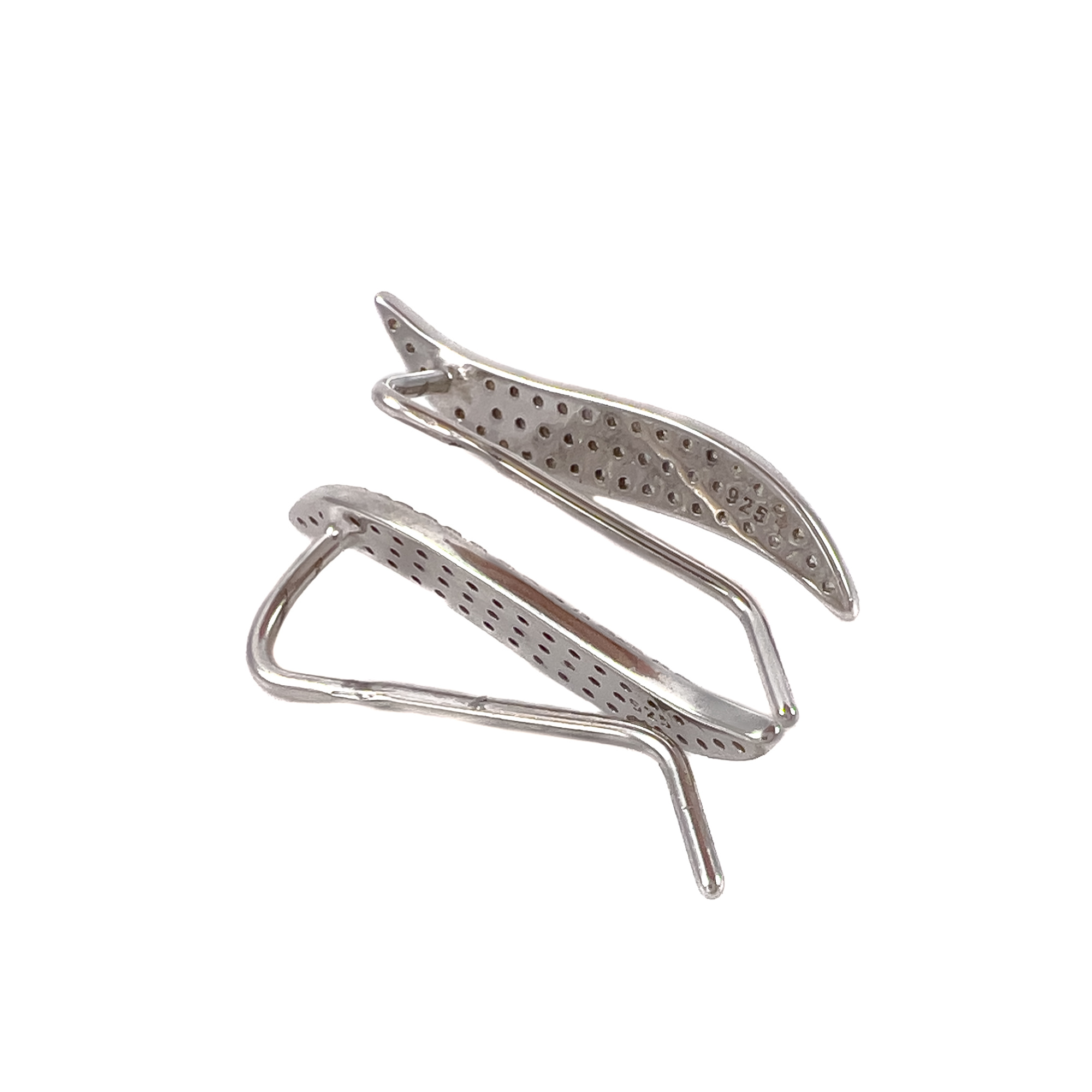 Серьги зажимы из серебра с цирконом