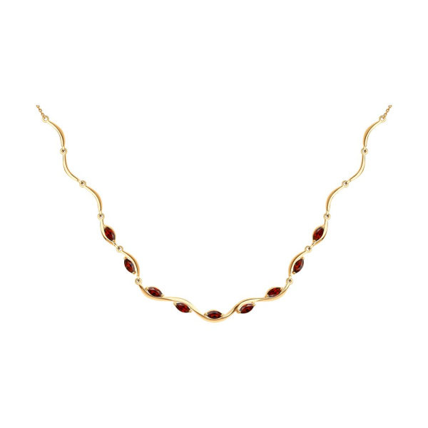 Колье из красного золота с гранатами