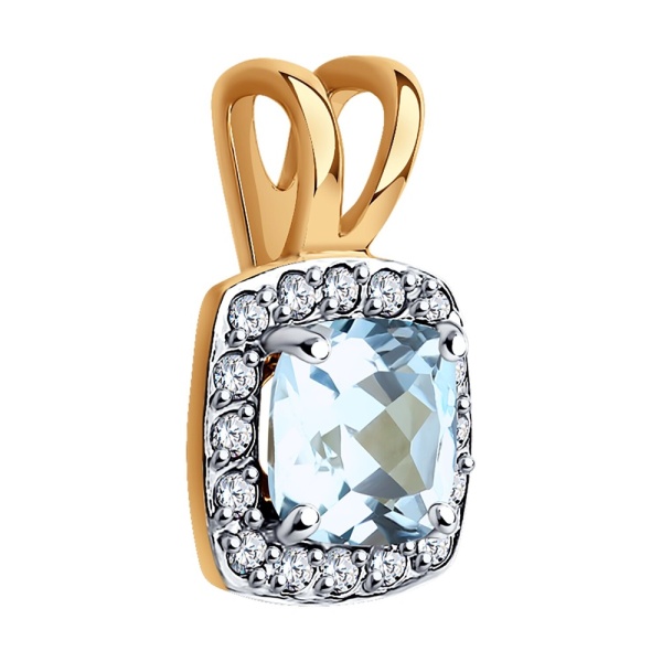 Подвеска из красного золота с топазом и фианитами