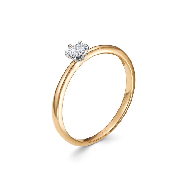 Кольцо из красного золота с бриллиантом