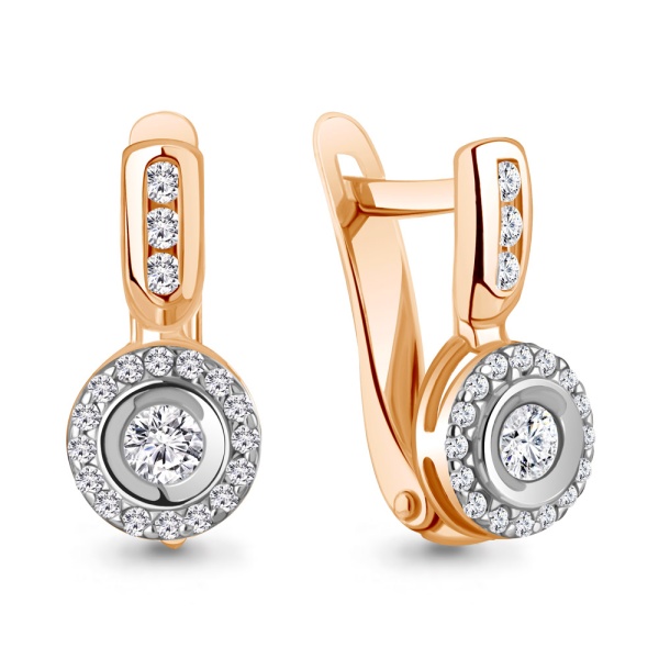 Серьги из красного золота с фианитами