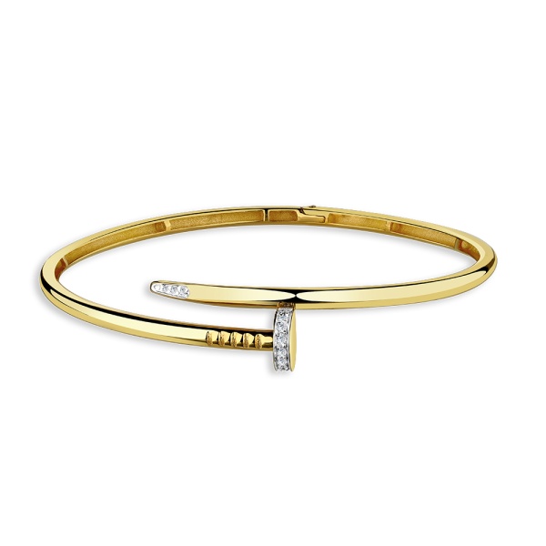 Браслет из желтого золота с фианитами