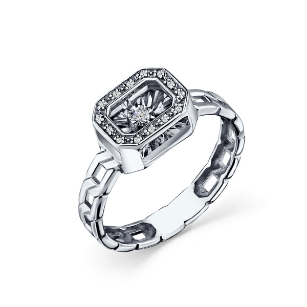 Кольцо из белого золота с танцующим бриллиантом