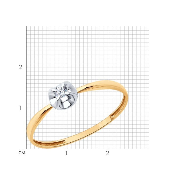 Кольцо из красного золота с бриллиантом